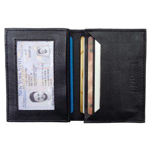 Black Genuine Leather Credit Card Case, ID Holder with RFID Blocking